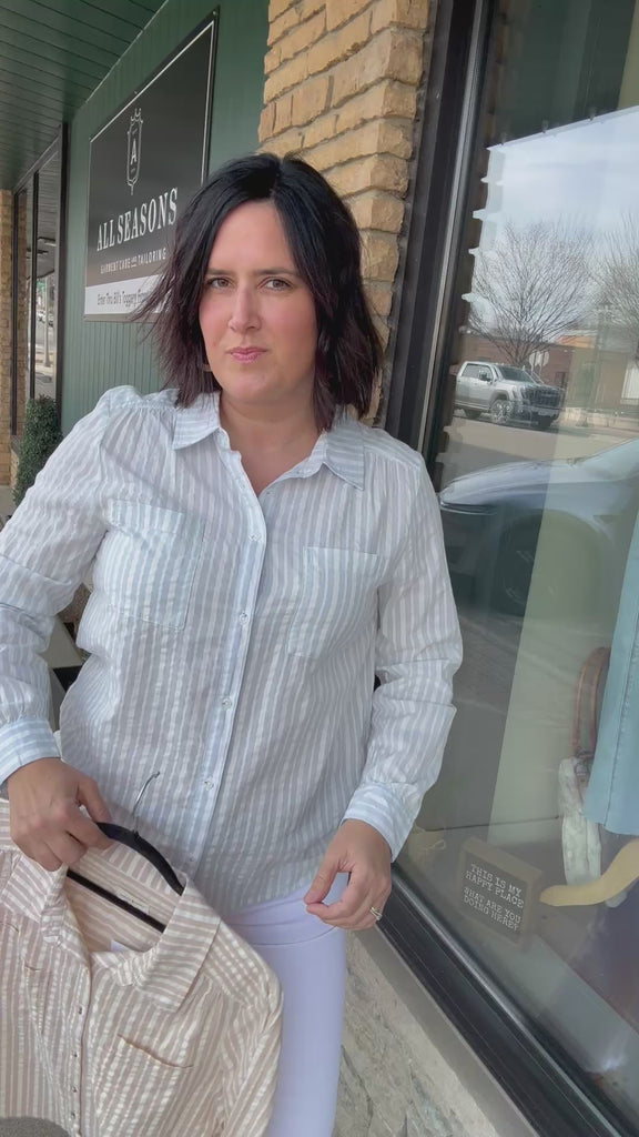 Ivory Taupe Clover Shirt Tops - Button Ups THREAD & SUPPLY