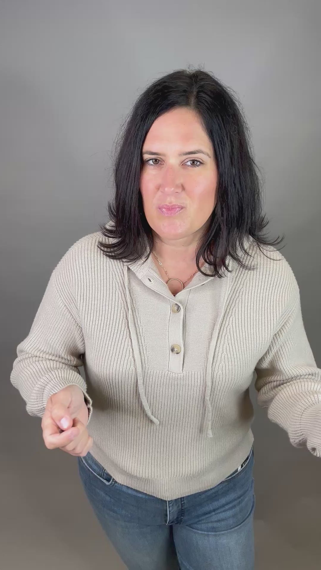 Oxford Tan Dolly Sweater Hoodie Top - Sweater THREAD & SUPPLY