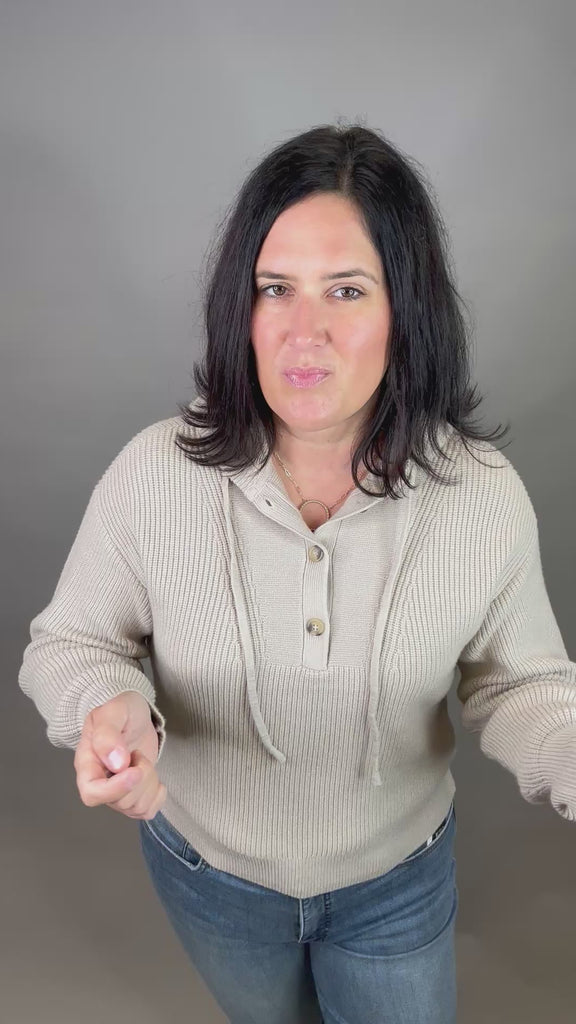 Oxford Tan Dolly Sweater Hoodie Top - Sweater THREAD & SUPPLY