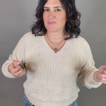 Beige Soft Knitted Pullover Top - Sweater DOE & RAE