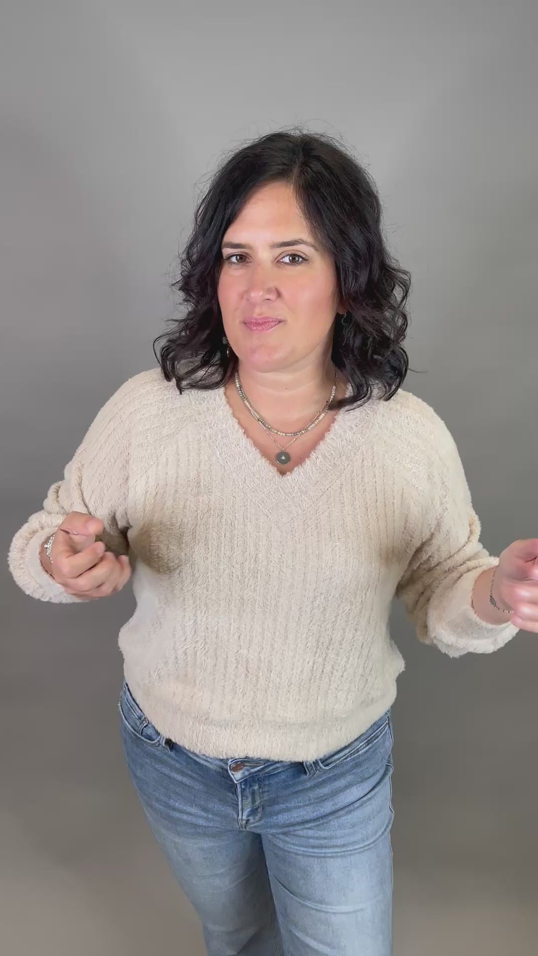 Beige Soft Knitted Pullover Top - Sweater DOE & RAE