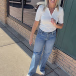 Medium Wash High Rise Wide Leg Jeans Bottoms - Pants RISEN