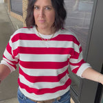 Red/White Striped Sweatshirt Top - Sweatshirt JODIFL