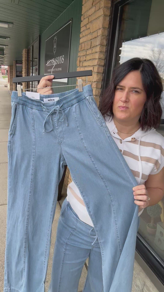 French Blue Wide Leg Pants Bottoms - Pants MICA DENIM