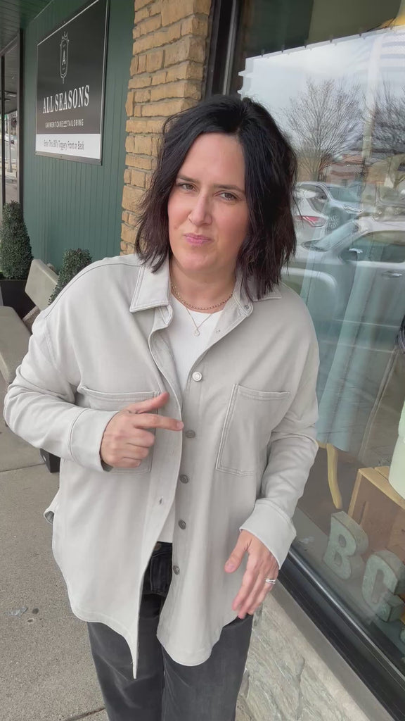 Grey Washed Soft Button Up Outerwear- Jackets PANACHE