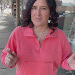 Coral Quarter Zip Sweatshirt Top - Sweatshirt PANACHE