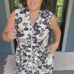 Paisley Print V-Neck Smocked Waist Zip Front Dress Dresses DOE & RAE