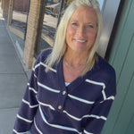 Navy/Ivory Stripe Brianna Sweater Top - Sweater THREAD & SUPPLY