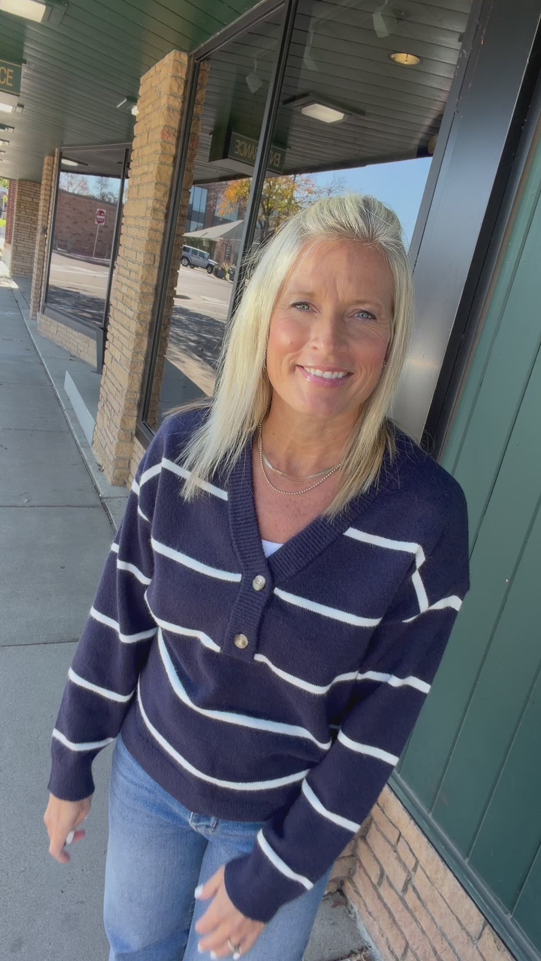 Navy/Ivory Stripe Brianna Sweater Top - Sweater THREAD & SUPPLY