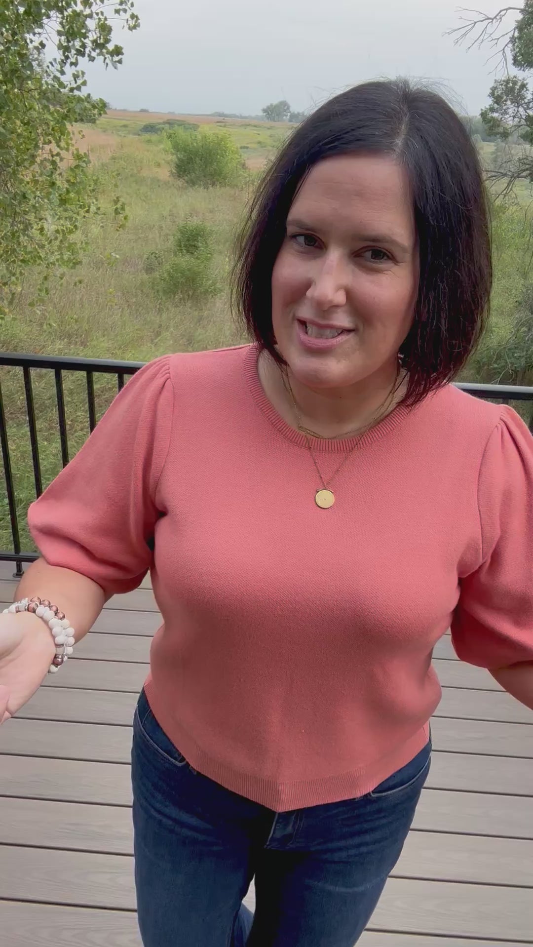 Sunset Orange Bubble Sleeve Knit Top Top - Sweater VOY