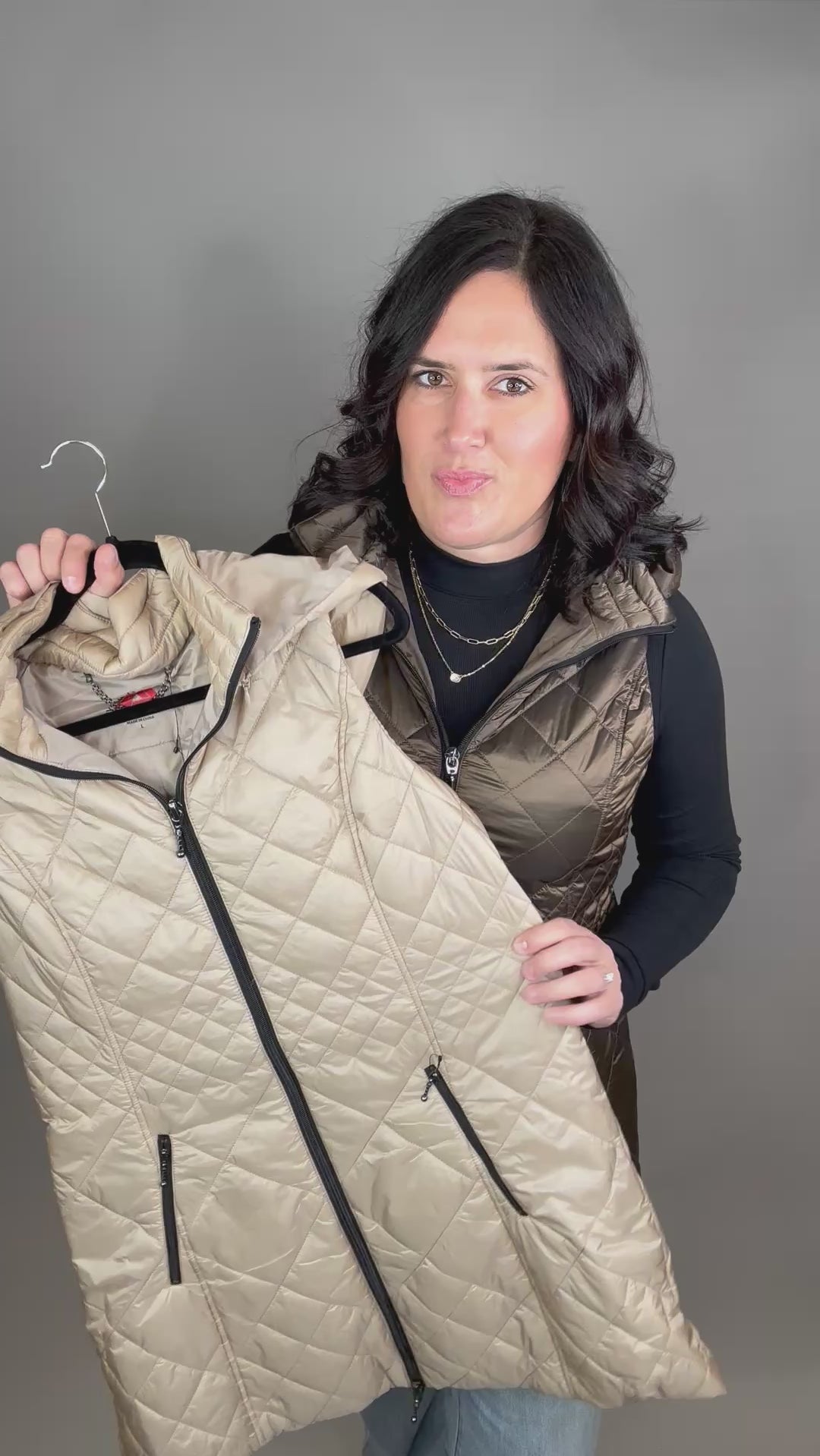 Hazelnut Long Quilted Vest Outerwear - Vest Anorak
