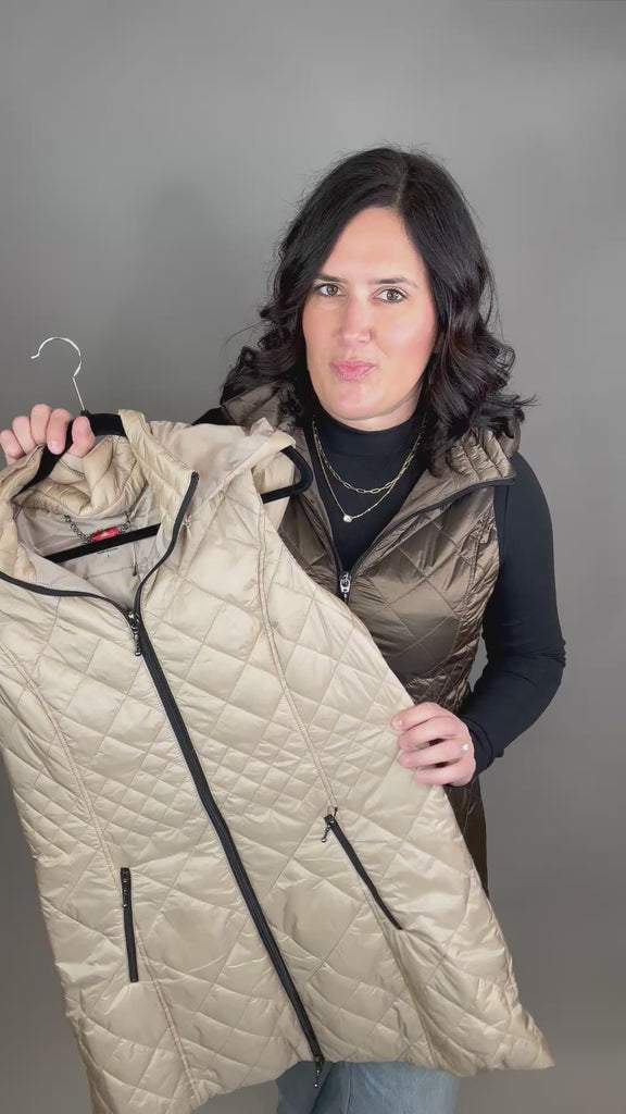 Hazelnut Long Quilted Vest Outerwear - Vest Anorak