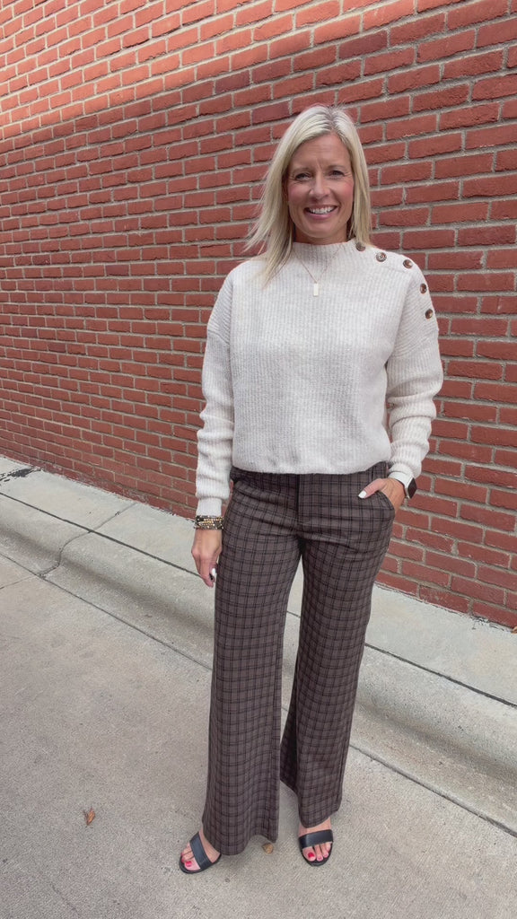 Brown Checkered Dress Pants Bottom- Pants FATE by LFD