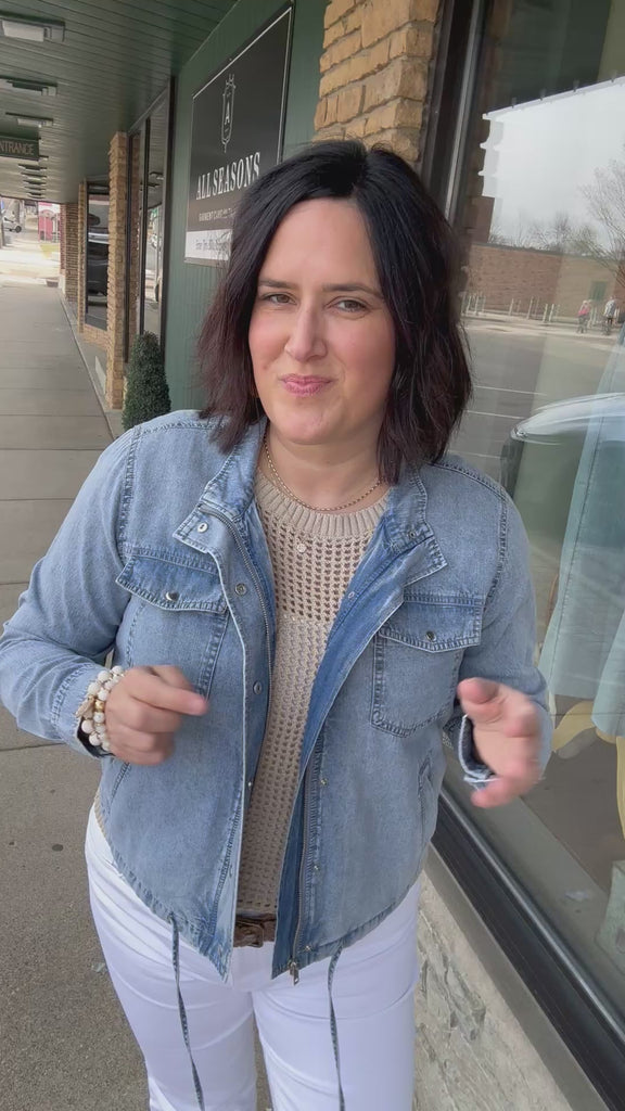 Wilma Utility Crop Denim Jacket Outerwear- Jackets FLAG AND ANTHEM