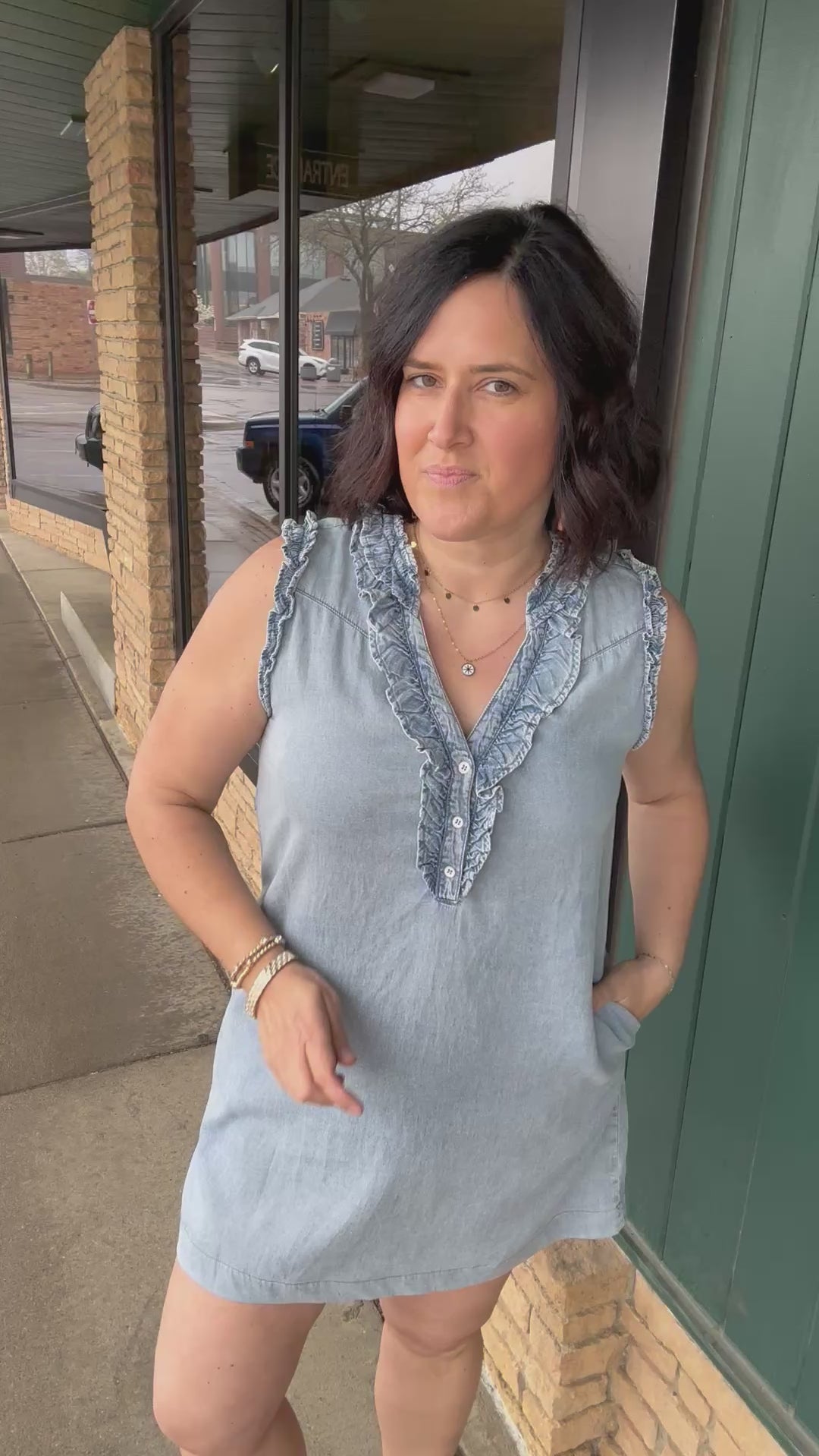 Ruffled Denim Dress Dresses EE:SOME