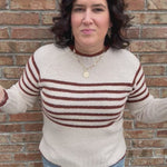 Copper Striped Crew Neck Sweater Top - Sweater STACCATO