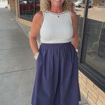 White & Navy Midi Dress Dresses DOE & RAE