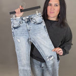 Acid Cloud Cropped Boot Cut Jeans Bottom- Pants MICA DENIM