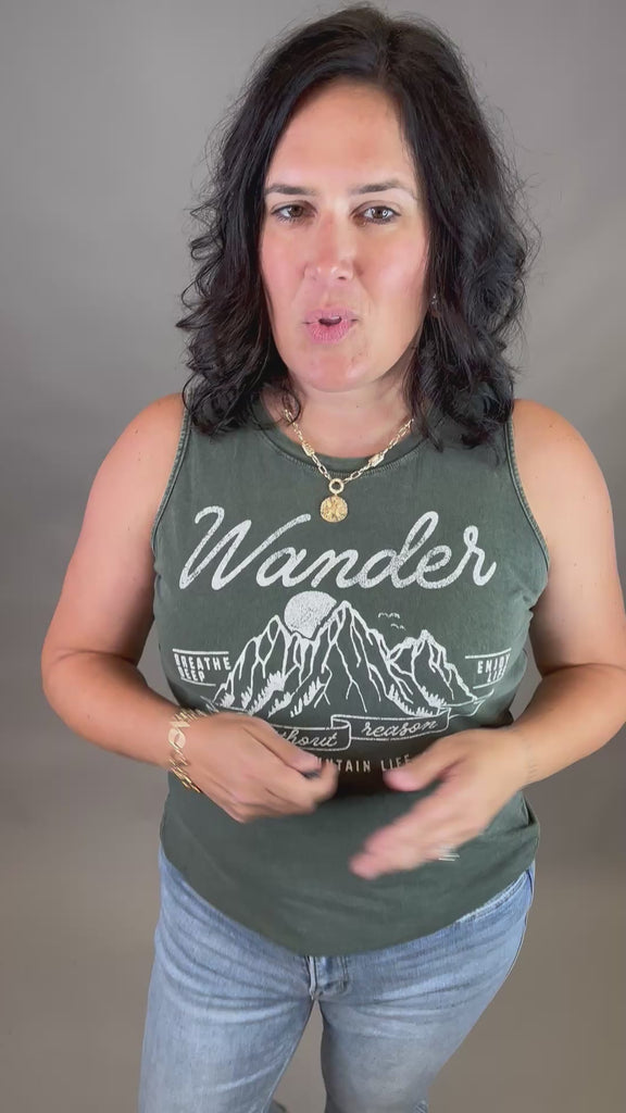 Olive Wander Breathe Deeply Tank Tops- Tanks HRT and LUV