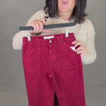 Wine Ankle Flare Patch Pocket Jeans Bottom- Pants RISEN
