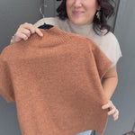 Oatmeal Mock Neck Sweater Vest Top - Sweater STACCATO