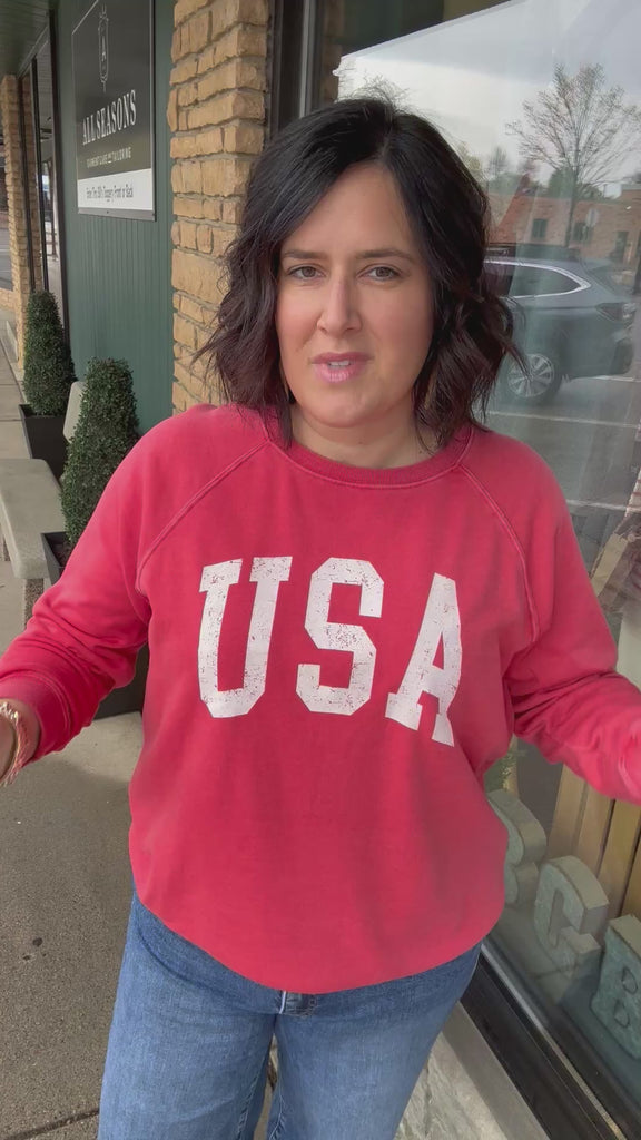 Red USA Hangout Top Top - Sweatshirt THREAD & SUPPLY