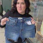 Dark Side Slit Denim Shorts Bottoms - Shorts RISEN