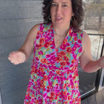 Aqua and Pink Liz Tiered Dress Dresses DEAR SCARLETT