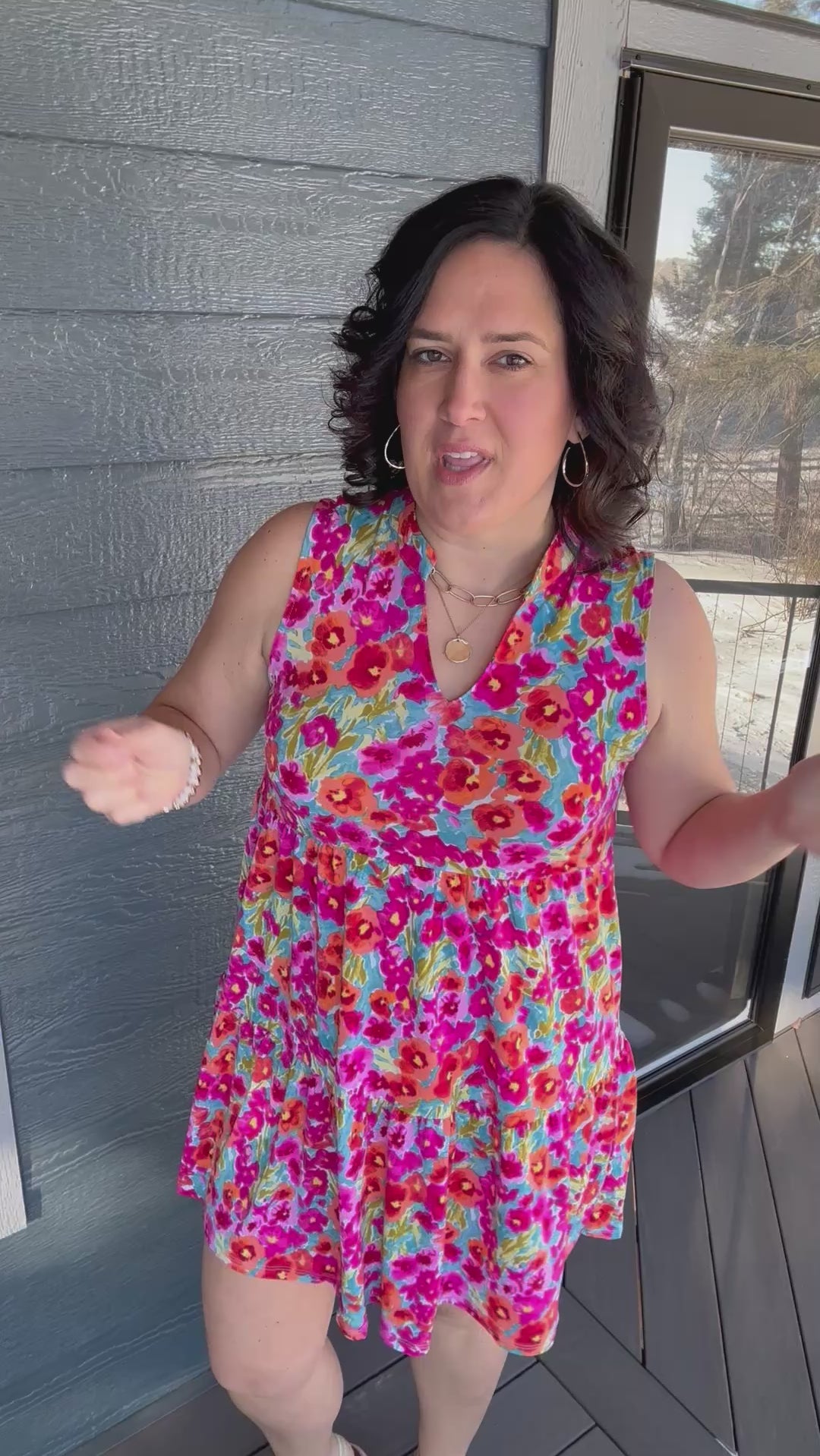 Aqua and Pink Liz Tiered Dress Dresses DEAR SCARLETT