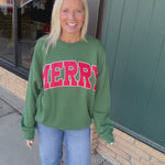 Green Merry Crewneck Sweatshirt Top - Sweatshirt TRES BIEN