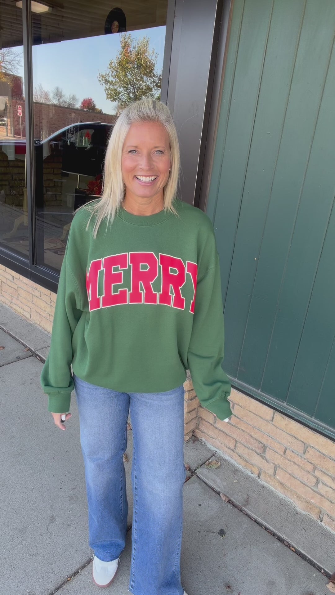Green Merry Crewneck Sweatshirt Top - Sweatshirt TRES BIEN