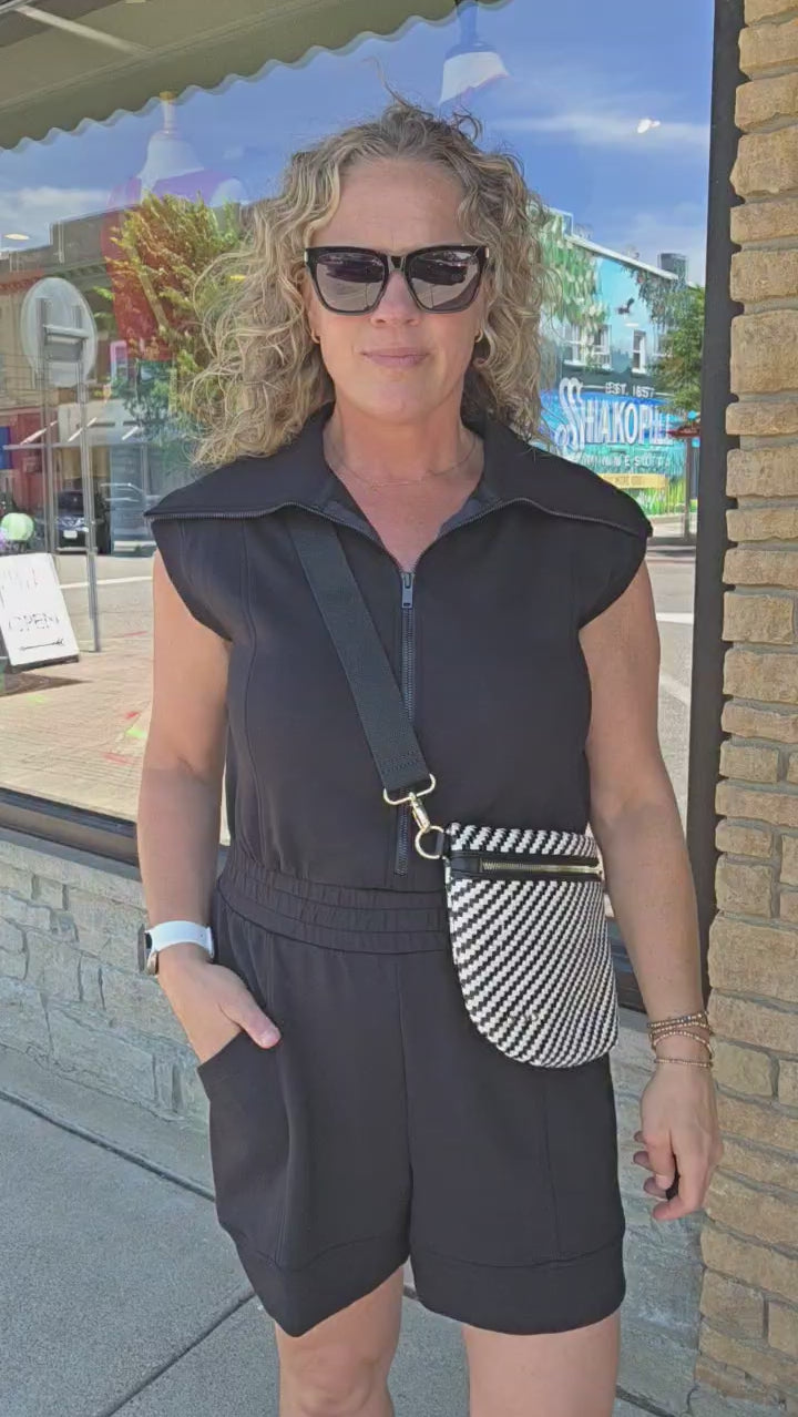 Black Scuba Luxe Romper Jumpsuit RAE MODE