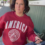 Red America Graphic Fleece Sweatshirt Top- Sweatshirt BUCKETLIST