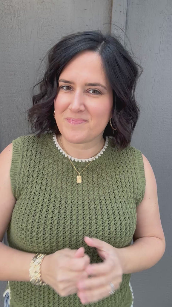 Herb Scalloped Contrast Sweater Top - Sweater EE:SOME