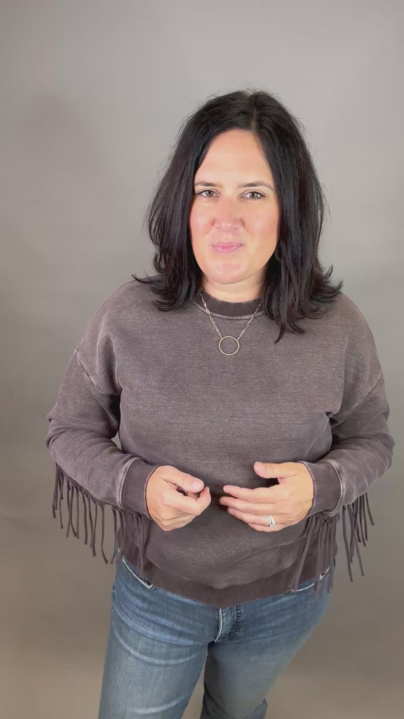 Coffee Bean Marion Fringe Top Top- Sweatshirt THREAD & SUPPLY