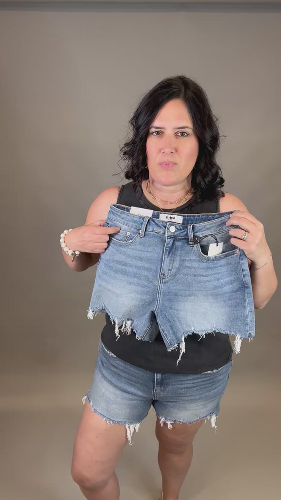 Marine Blue Cut Off Denim Shorts Bottoms - Shorts MICA DENIM