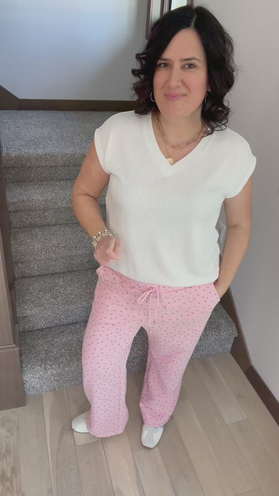 Pink Cherry Wide Leg Sweatpants Bottoms - Pants SUNDAY EDITION