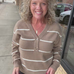 Tan Ivory Stripe Brianna Sweater Top - Sweater THREAD & SUPPLY