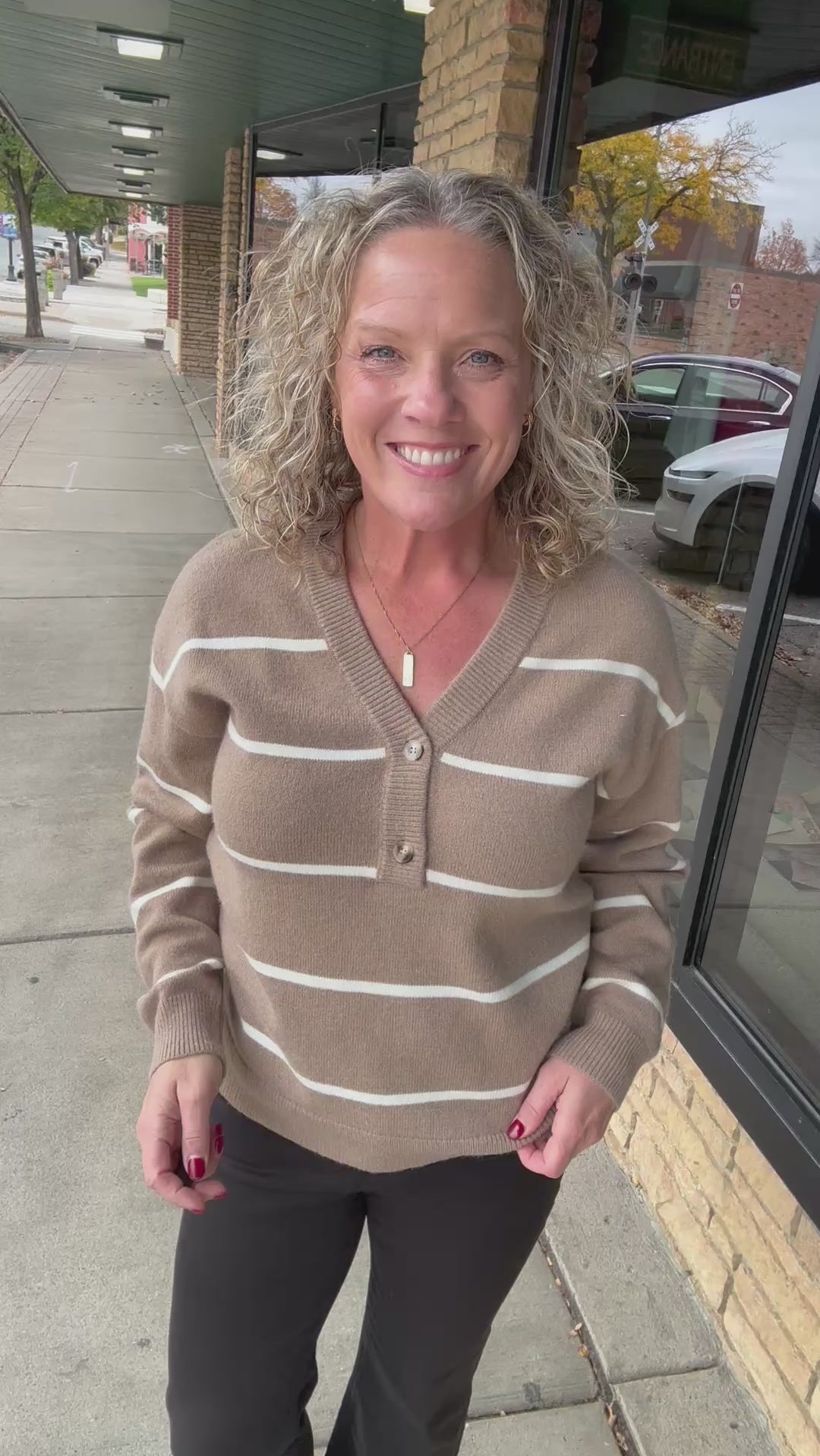 Tan Ivory Stripe Brianna Sweater Top - Sweater THREAD & SUPPLY