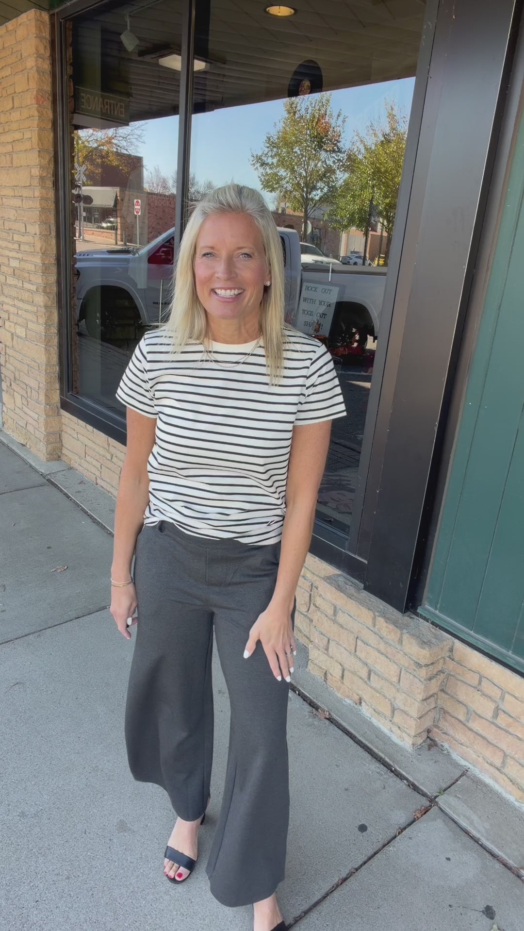 Charcoal Gray Pull-On Straight Leg Trouser Pants Bottoms - Pants Allie Rose