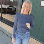 Navy Fayston Waffle Crew Tops- Long Sleeve FLAG AND ANTHEM