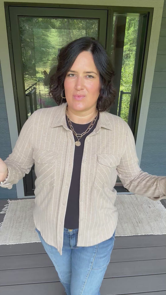 Camel Ivory Stripe Cassian Shirt Tops - Button Ups THREAD & SUPPLY