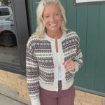 Nisha Fair Isle Crew Neck Cardigan Tops- Cardigans RD Style