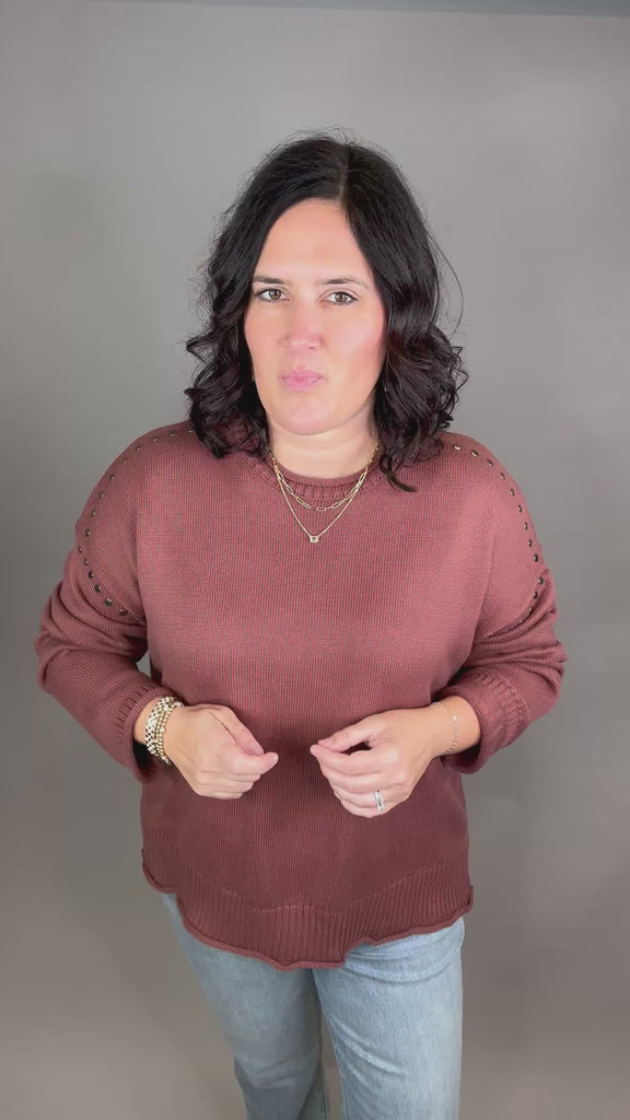 Burlwood Studded Sweater Top - Sweater WISHLIST