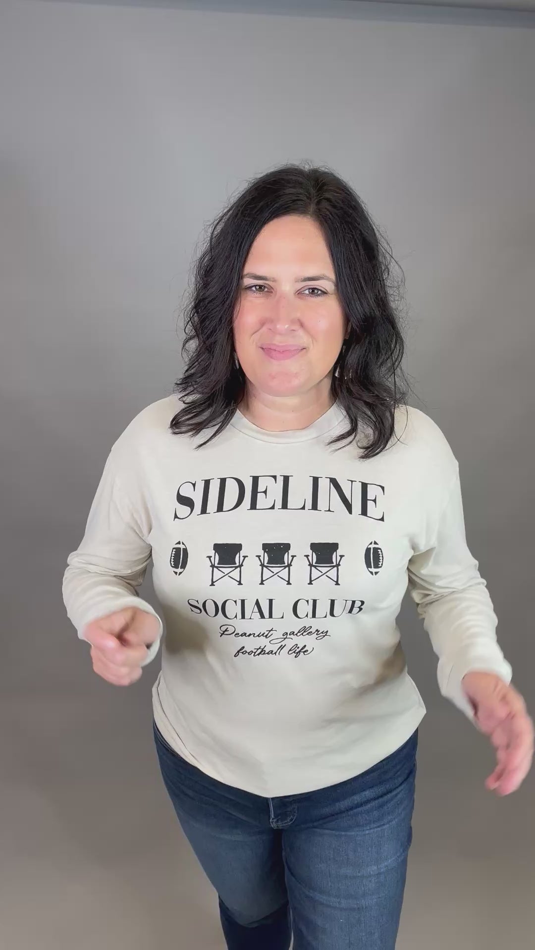 Oatmeal Sideline Social Club Longsleeve Tops- Tees HRT and LUV