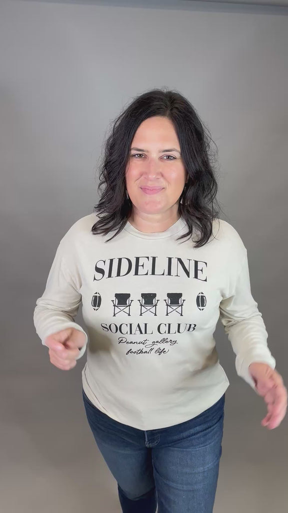 Oatmeal Sideline Social Club Longsleeve Tops- Tees HRT and LUV