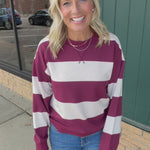 Wine Multi Stripe Stride Top Top - Sweatshirt THREAD & SUPPLY