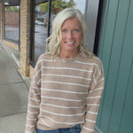 Latte Contrast Stripe Sweater Top - Sweater IN FEBRUARY