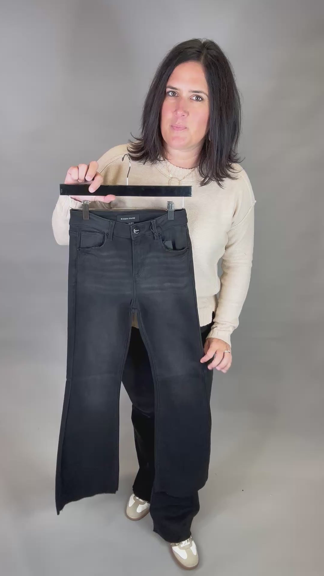 Black Raw Hem Flare Jean Bottoms - Pants RISEN