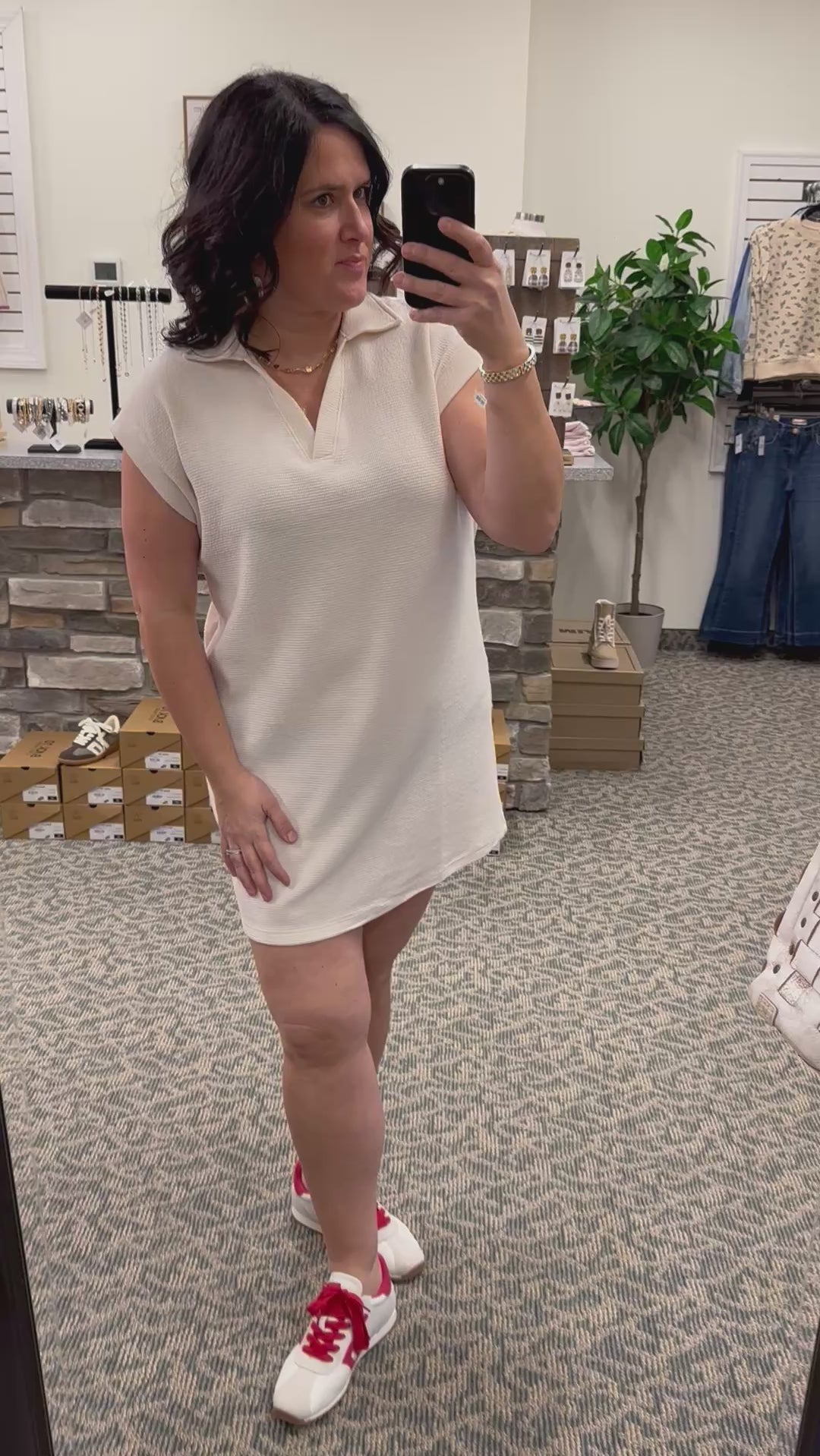 Cream Cloudy Knit Collared Dress Dresses TRES BIEN